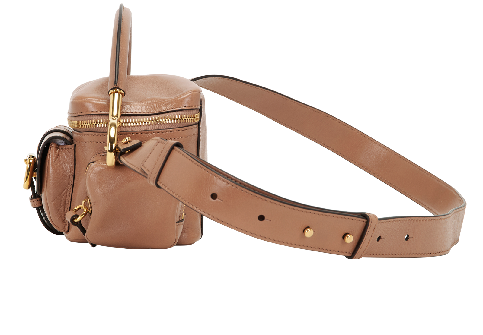Small Camera Tote, &pound;850, Handbags, Beige, Leather, Bottom view